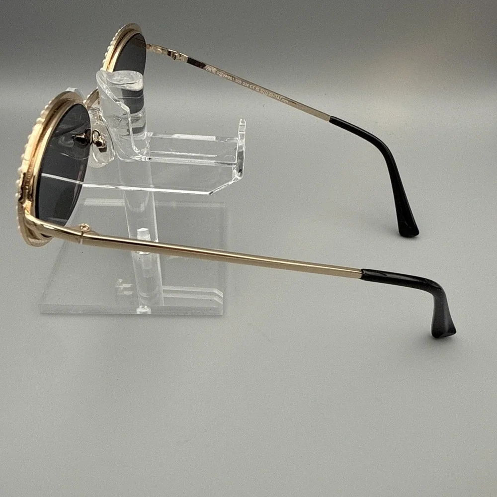 Zara oval gold pearl sunglasses -polarized gray lenses UV400 protection NWT